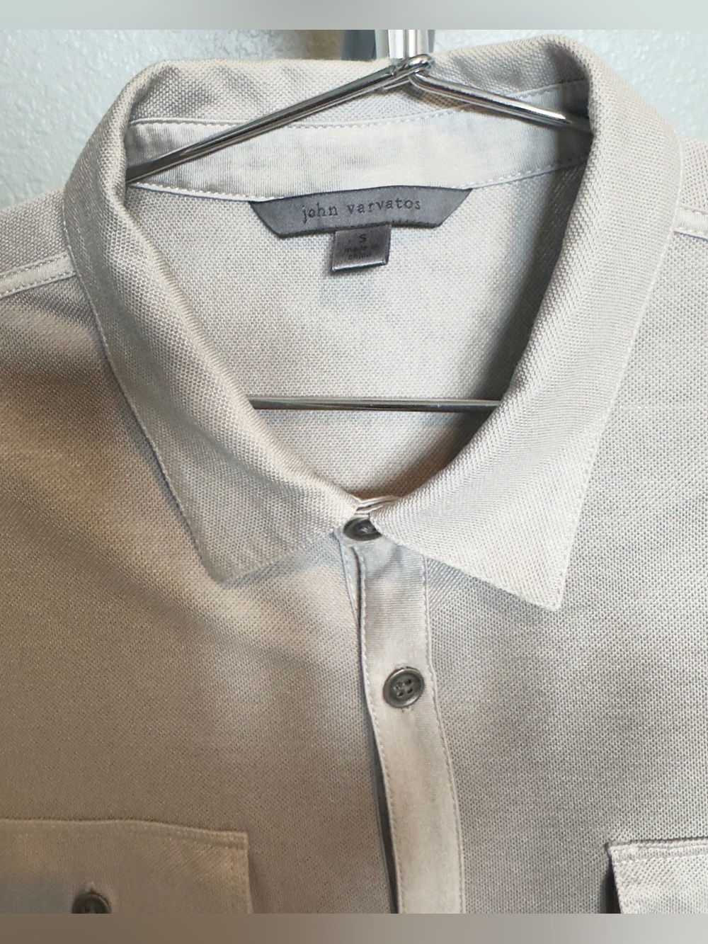 John Varvatos Short Sleeve Button-up Shirt Size S in Gray Silk Cotton Blend - Picture 3 of 6